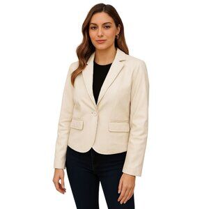Blazer Jacket Coat Faux Leather White Toxik 3  WOMEN'S WOMAN'S Size Large
